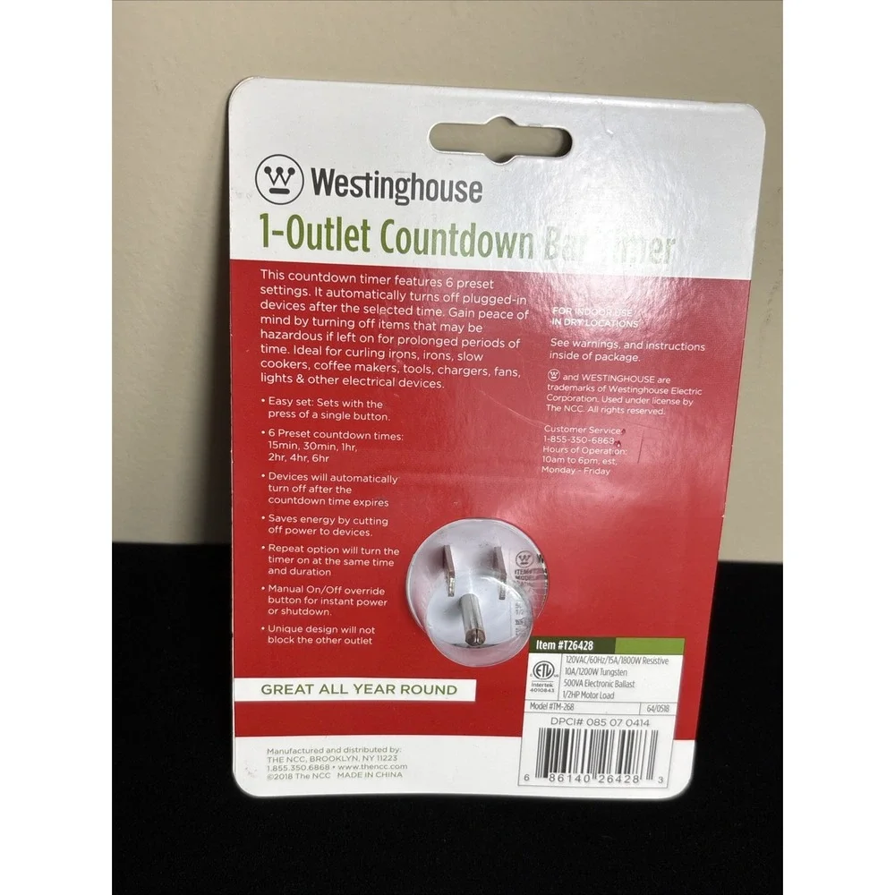 New‎ Westinghouse 1-Outlet Countdown Bar Timer